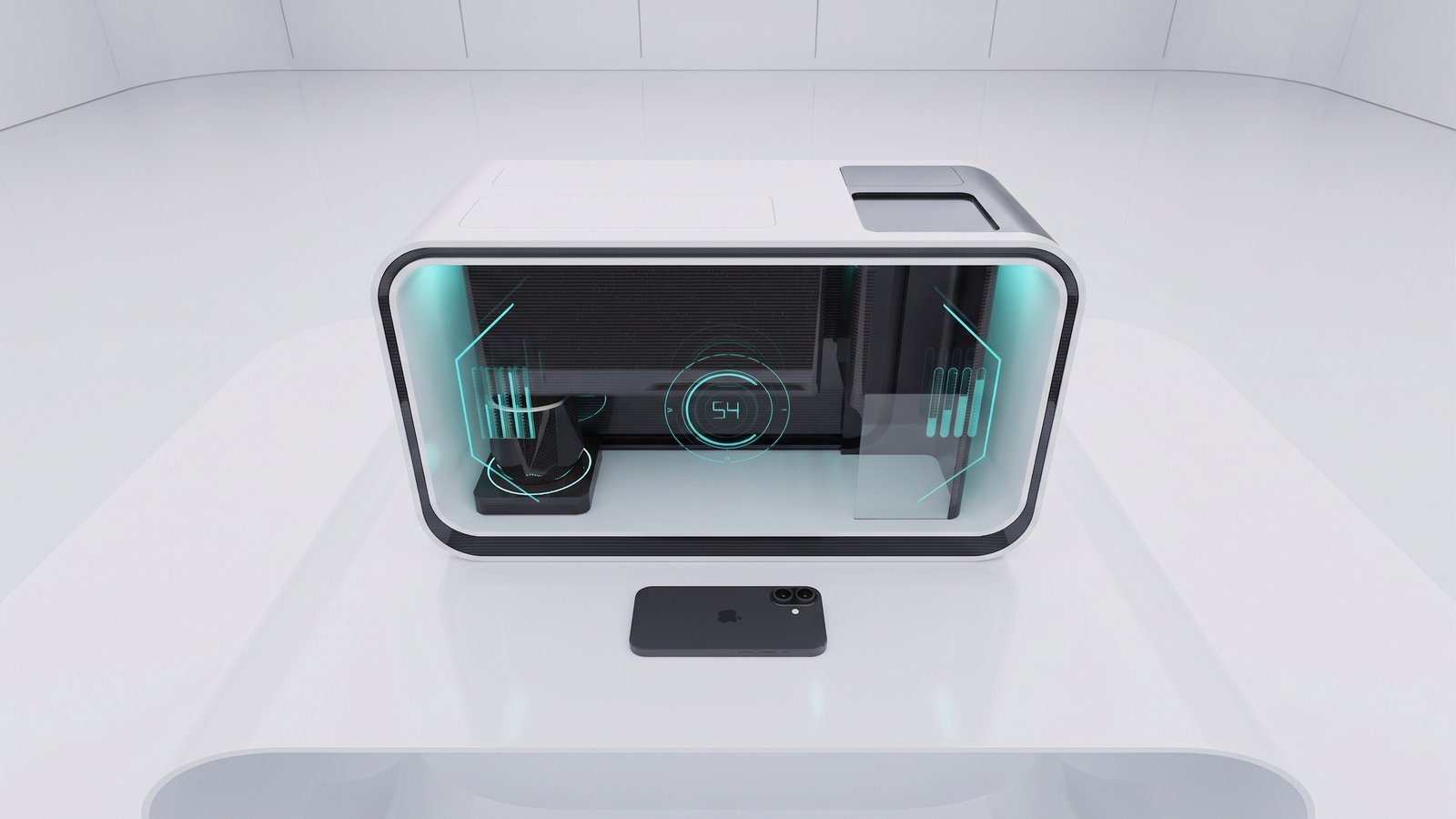 The ELISIR Node, detail render of the countertop instrument